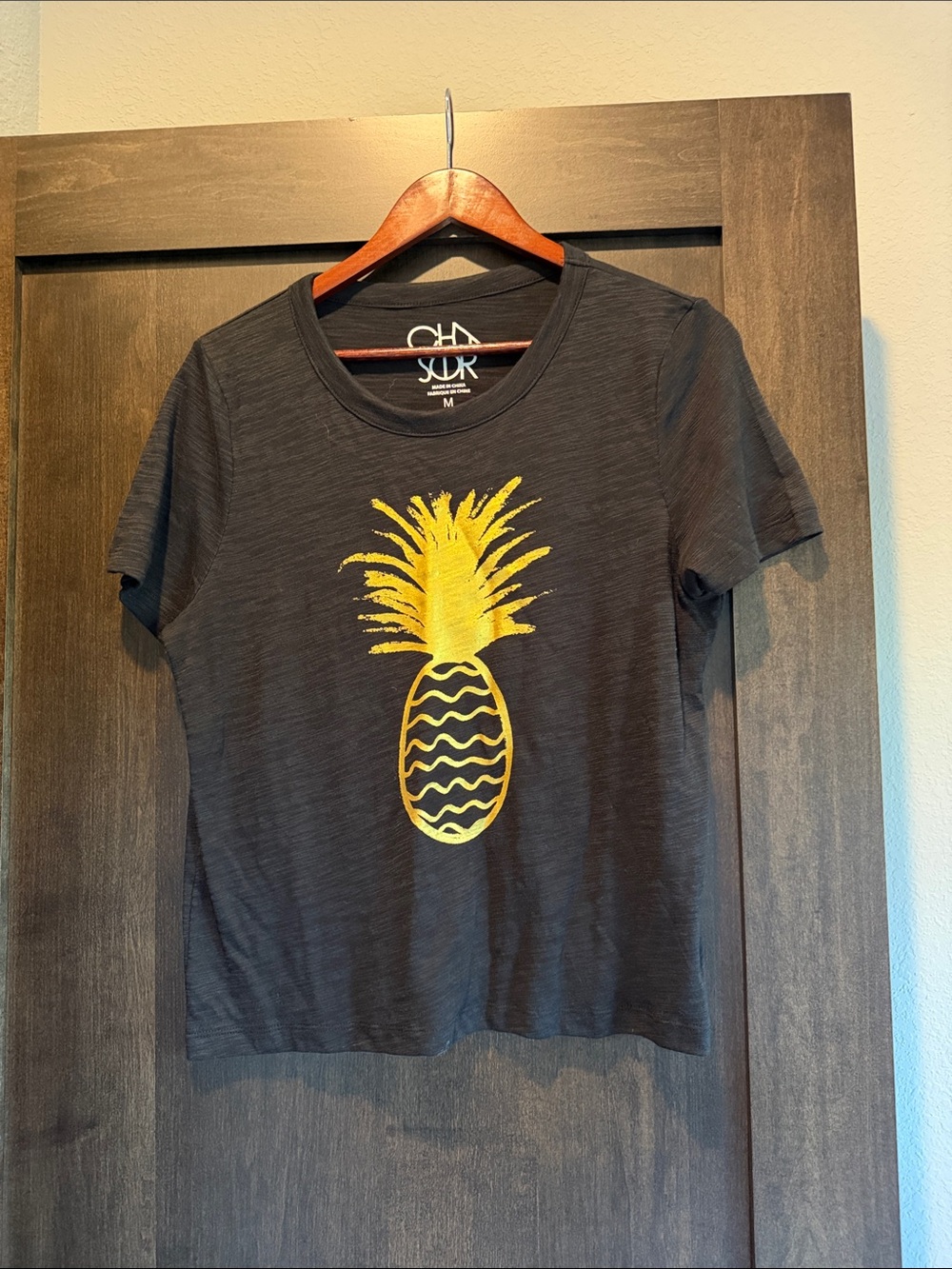 Chaser Black Short Sleeve Tee with Yellow Pineapple Graphic